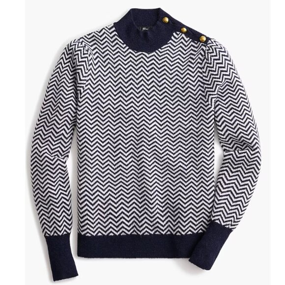 J. Crew Button-detail Mockneck Sweater in Herringbone, XS - Picture 15 of 15